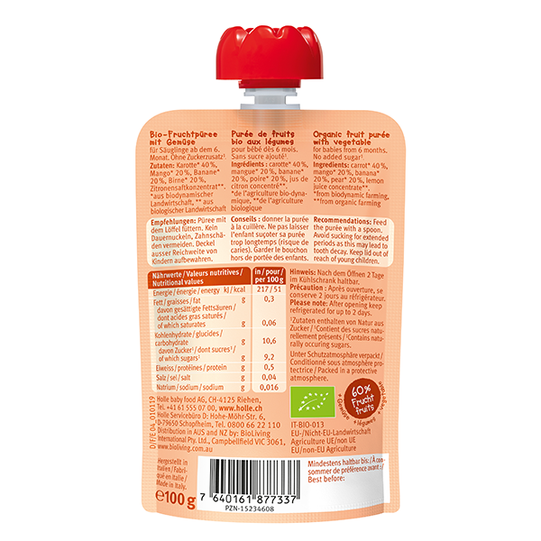 Organic Baby Food Pouch - Carrot Cat