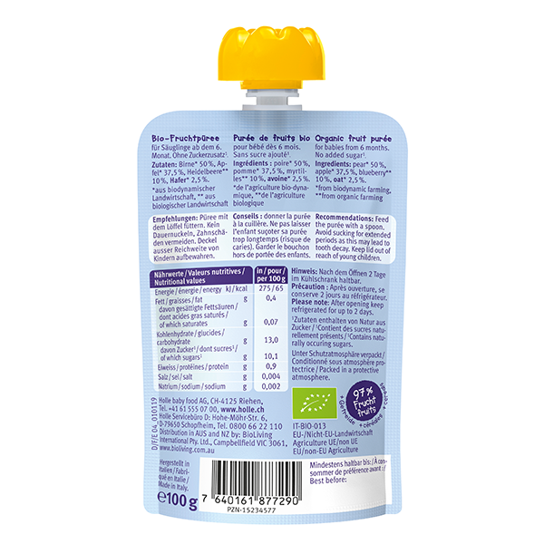 Organic Baby Food Pouch - Blue Bird