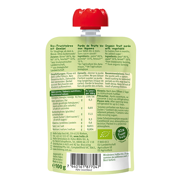 Organic Baby Food Pouch - Fennel Frog